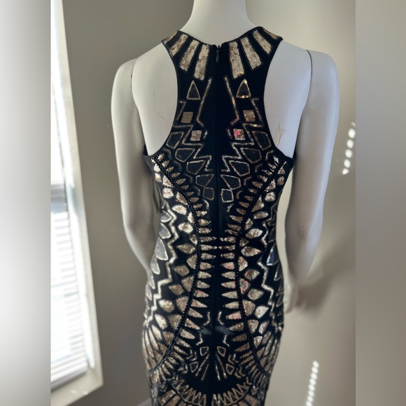 Black spandex dress with gold sequins Verte size Medium NWT New Years Eve Dress - Picture 4 of 7